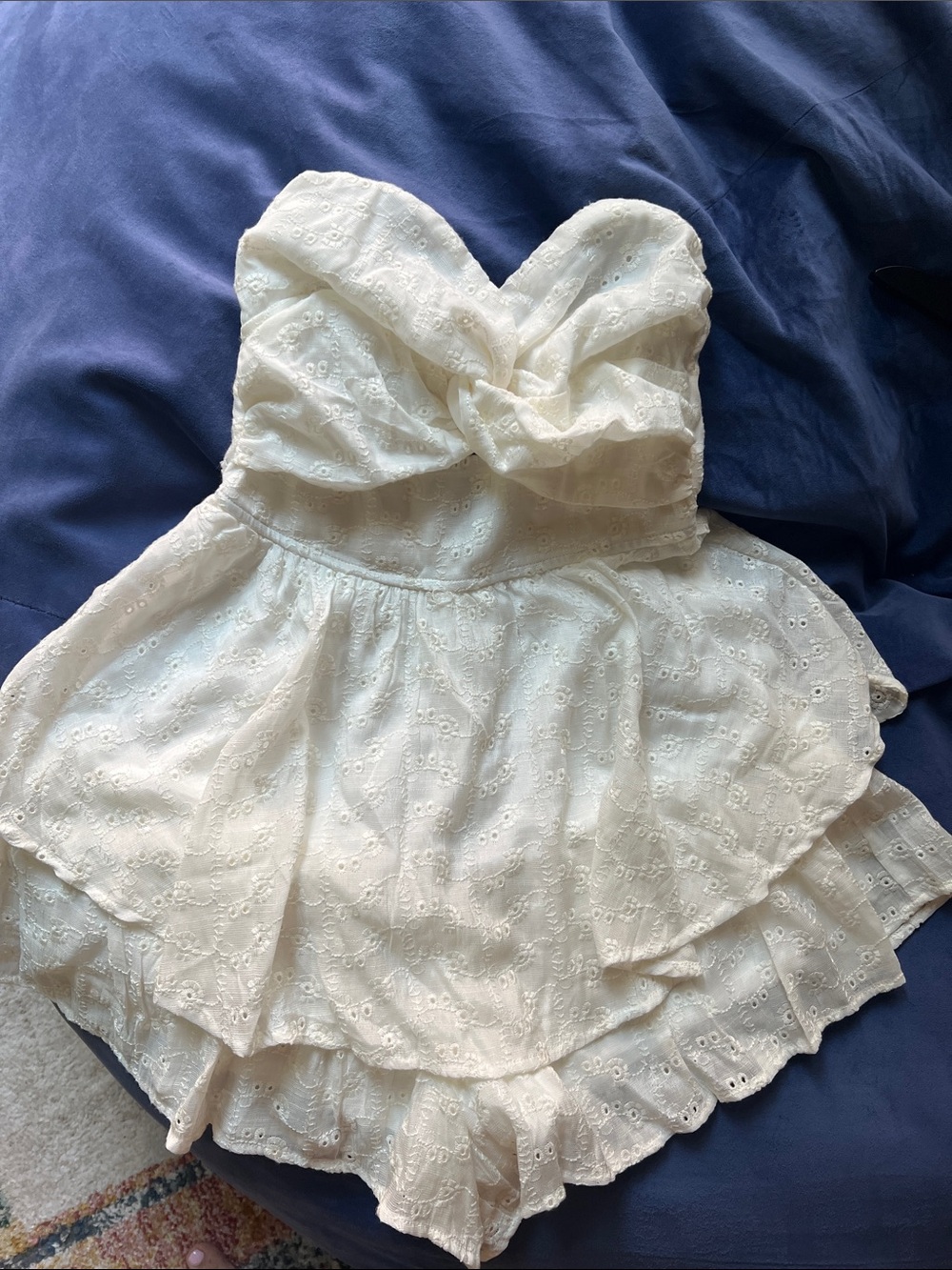 Altar'd State White Eyelet Strapless Ruffle Kids Dress